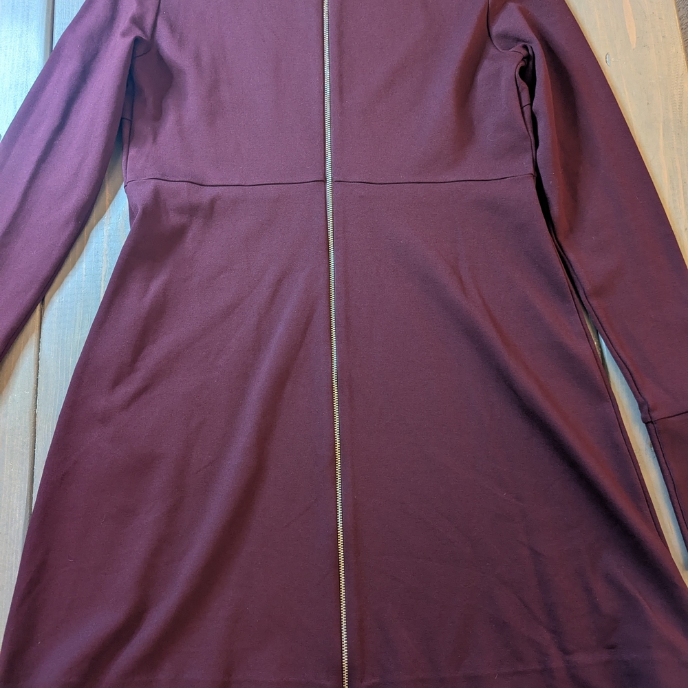 McQ Alexander McQueen Burgundy Bell Sleeve A-Line Dress XL - Picture 12 of 15